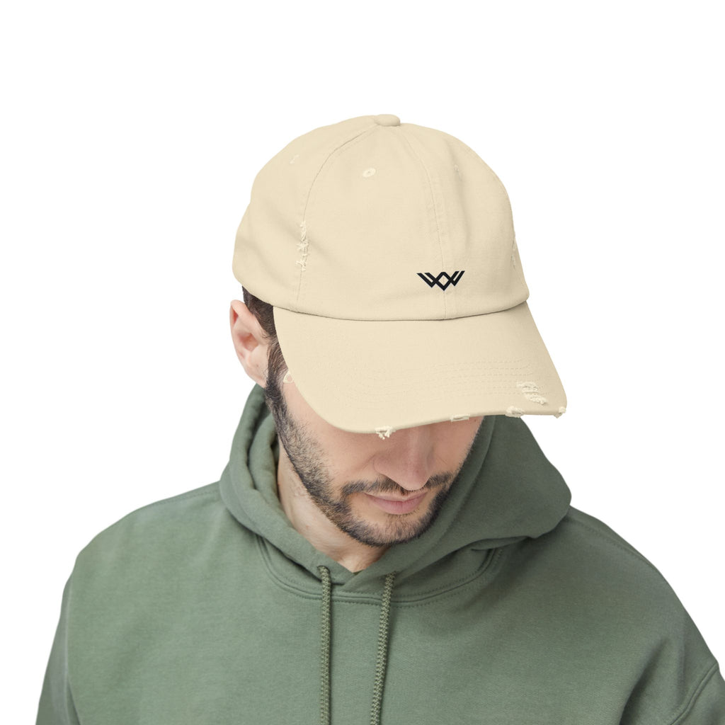 Distressed Black Baseball Cap — Minimal Worn Logo Hat