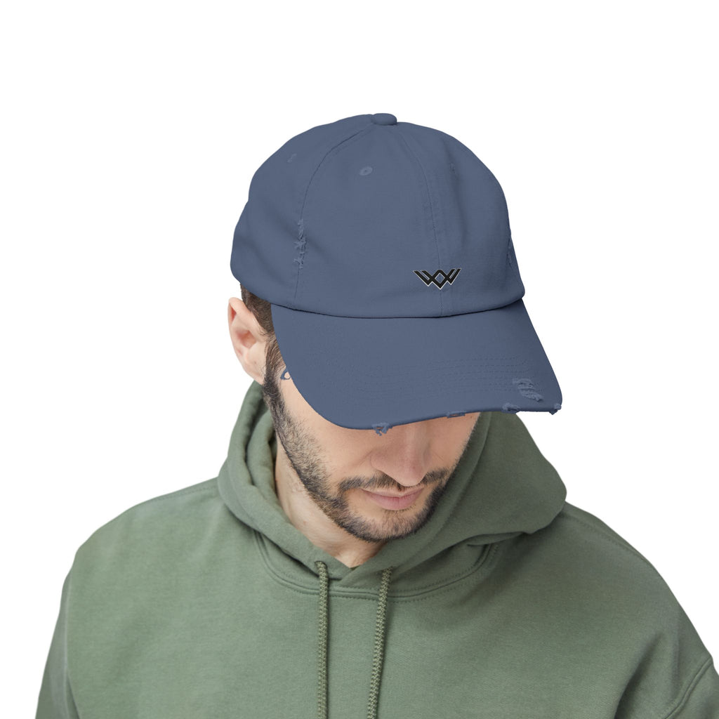 Distressed Black Baseball Cap — Minimal Worn Logo Hat
