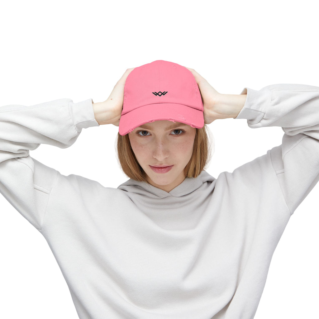 Distressed Black Baseball Cap — Minimal Worn Logo Hat