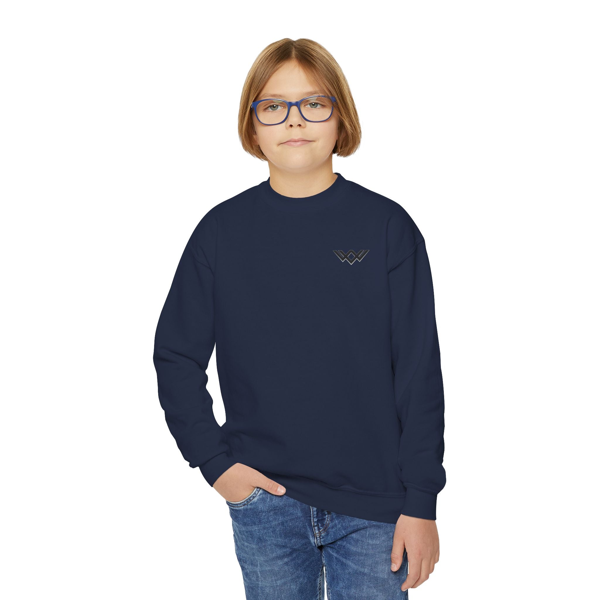 Youth Crewneck Sweatshirt — 'Never Settle' Graphic Sweatshirt