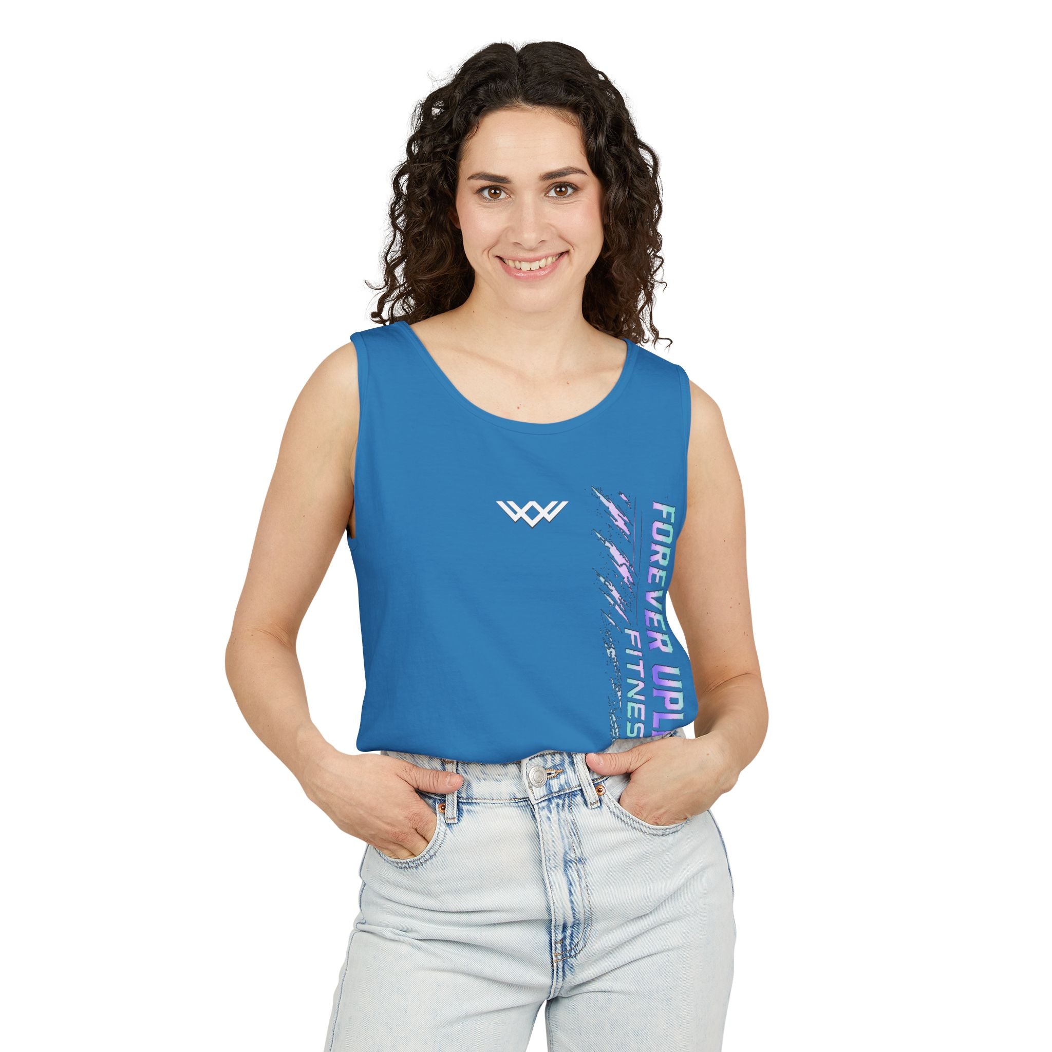 Unisex Forever Uplifting Fitness Tank Top — Vertical Gym Graphic