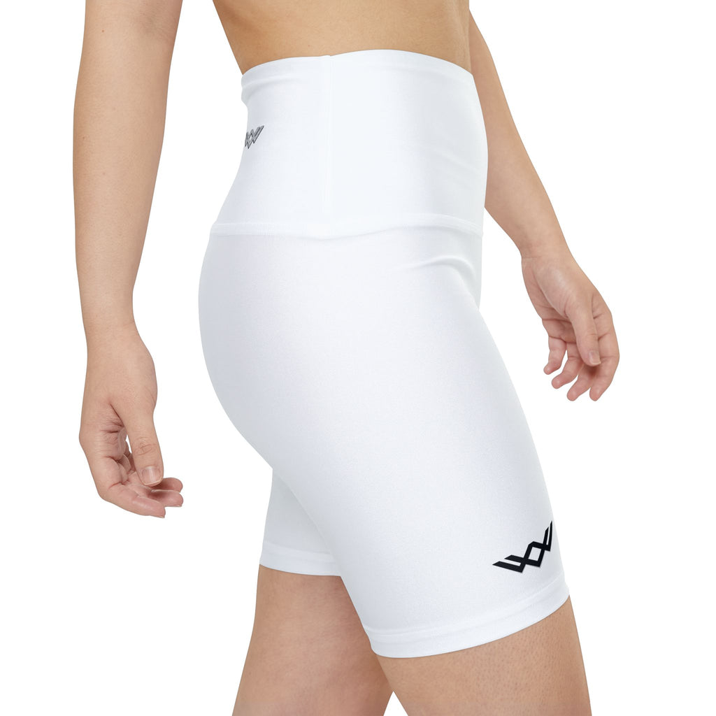 Women's 'Never Settle' Workout Shorts | white | High-Waist Biker Shorts