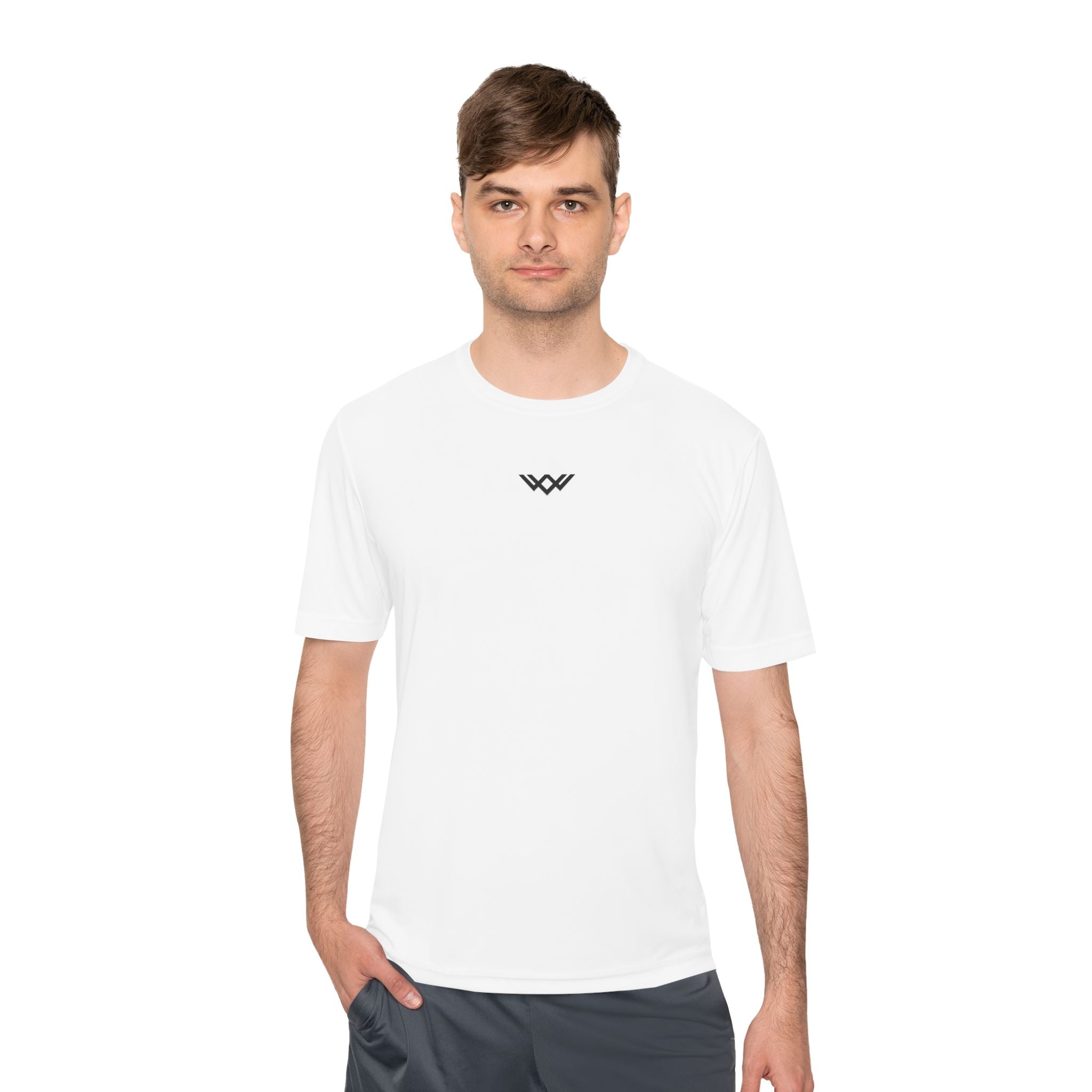 Moisture-Wicking Performance Tee — Minimal Black Chest Logo