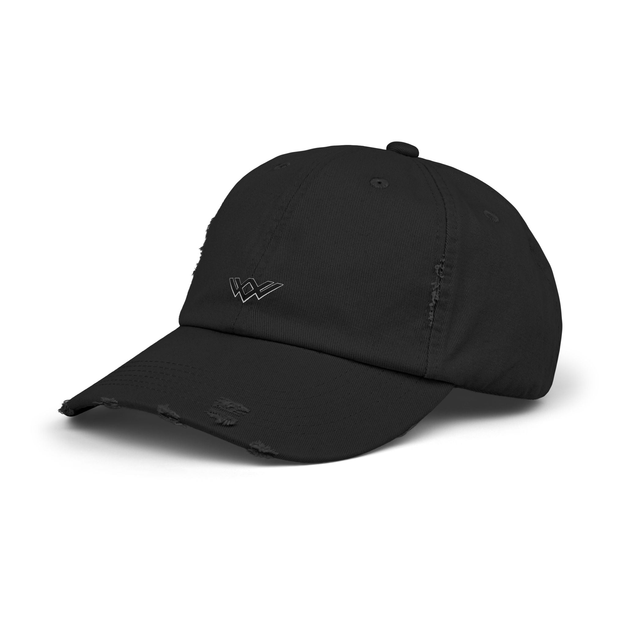 Distressed Black Baseball Cap — Minimal Worn Logo Hat