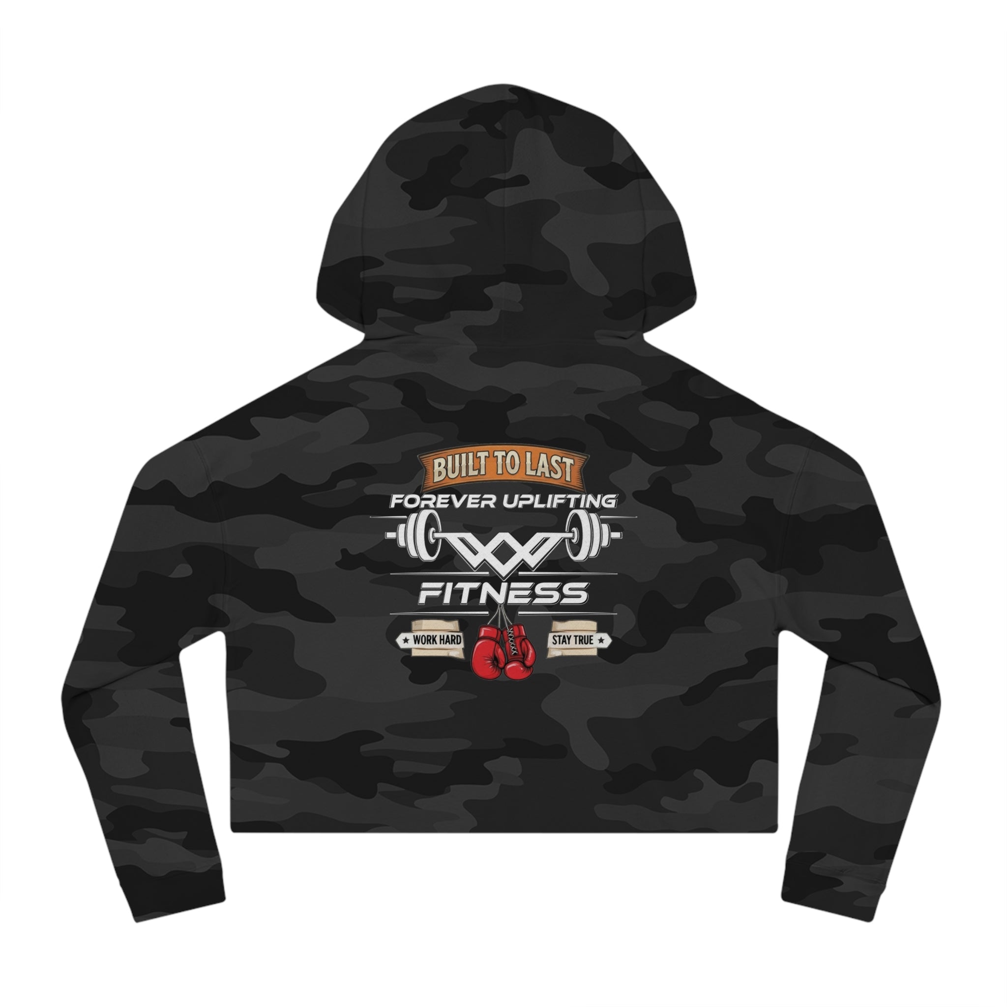 Women's Cropped Gym Hoodie "Built to Last" Graphic