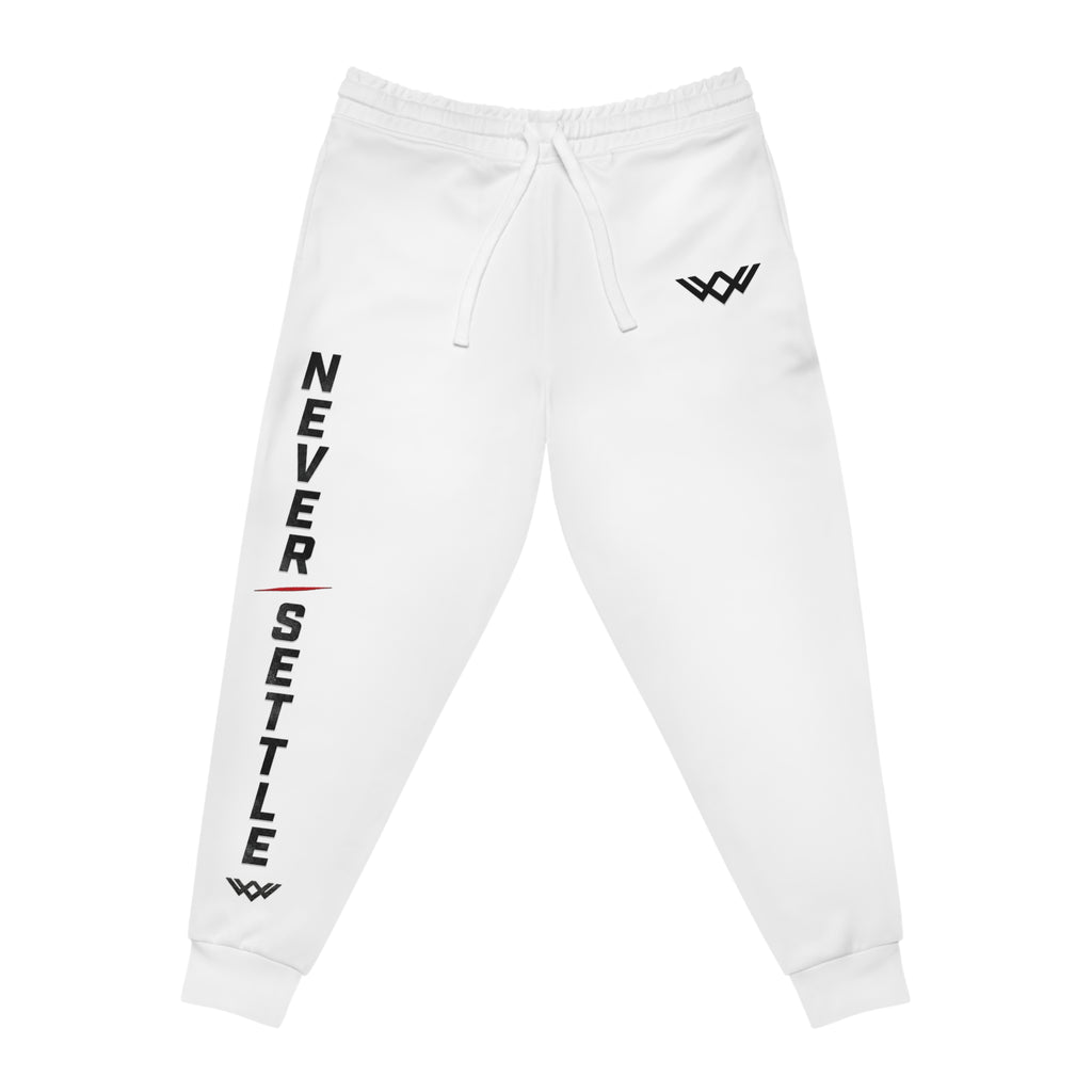 Never Settle™ Premium Gym Joggers | White | Forever Uplifting Fitness™