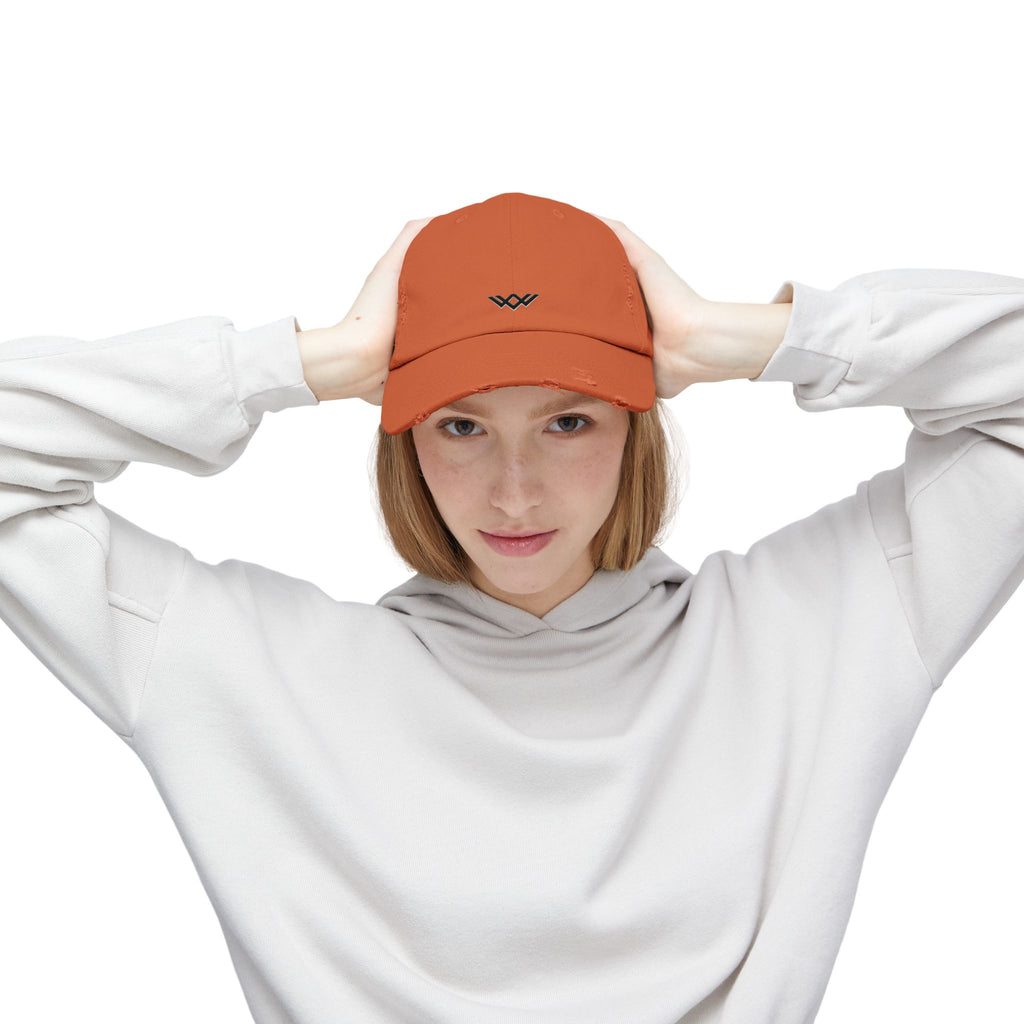 Distressed Black Baseball Cap — Minimal Worn Logo Hat