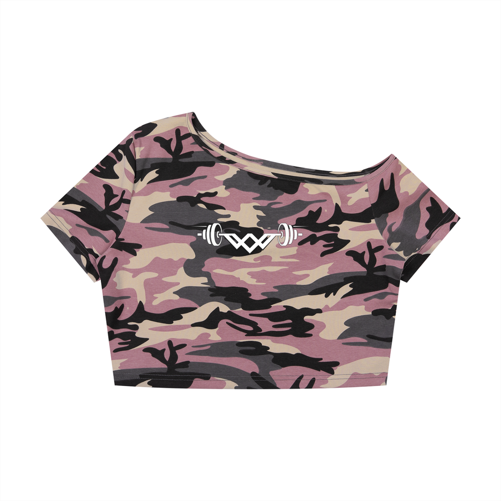 Women's Camo Off-Shoulder Crop T-Shirt