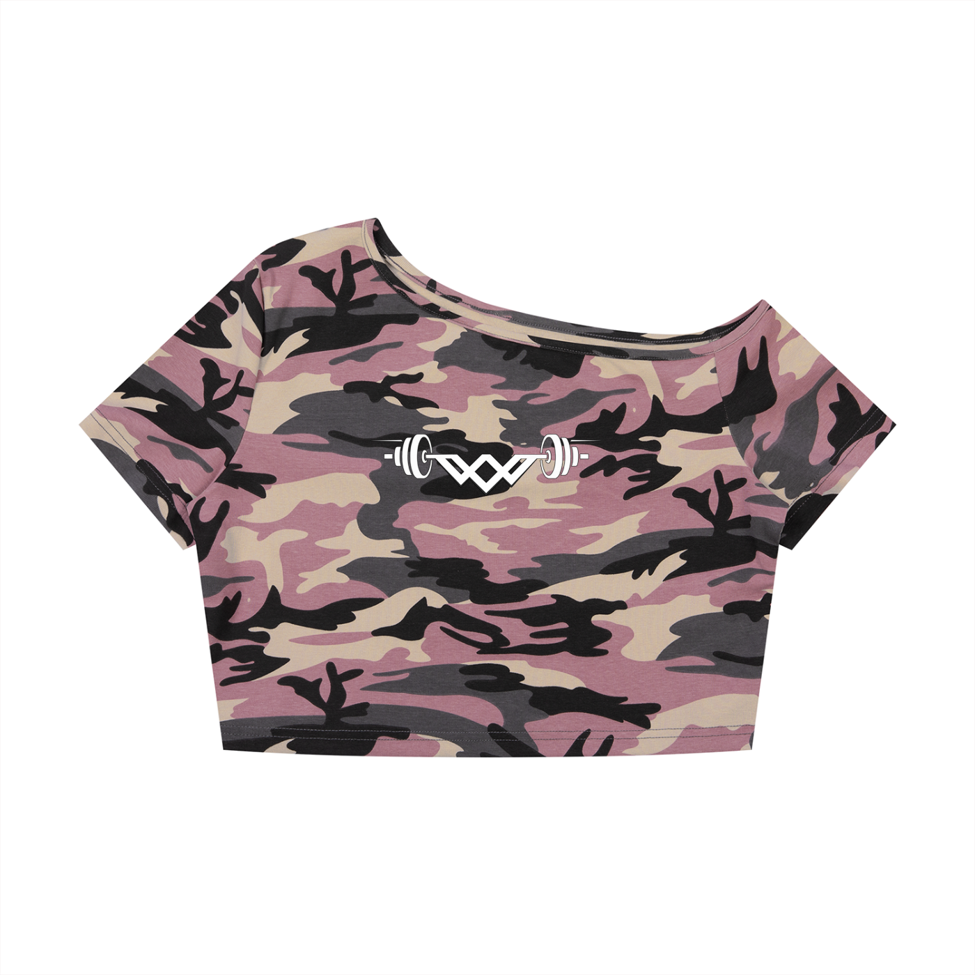 Women's Camo Off-Shoulder Crop T-Shirt