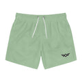 Sage Green Swim Trunks — Minimal Logo Men’s Swim Shorts
