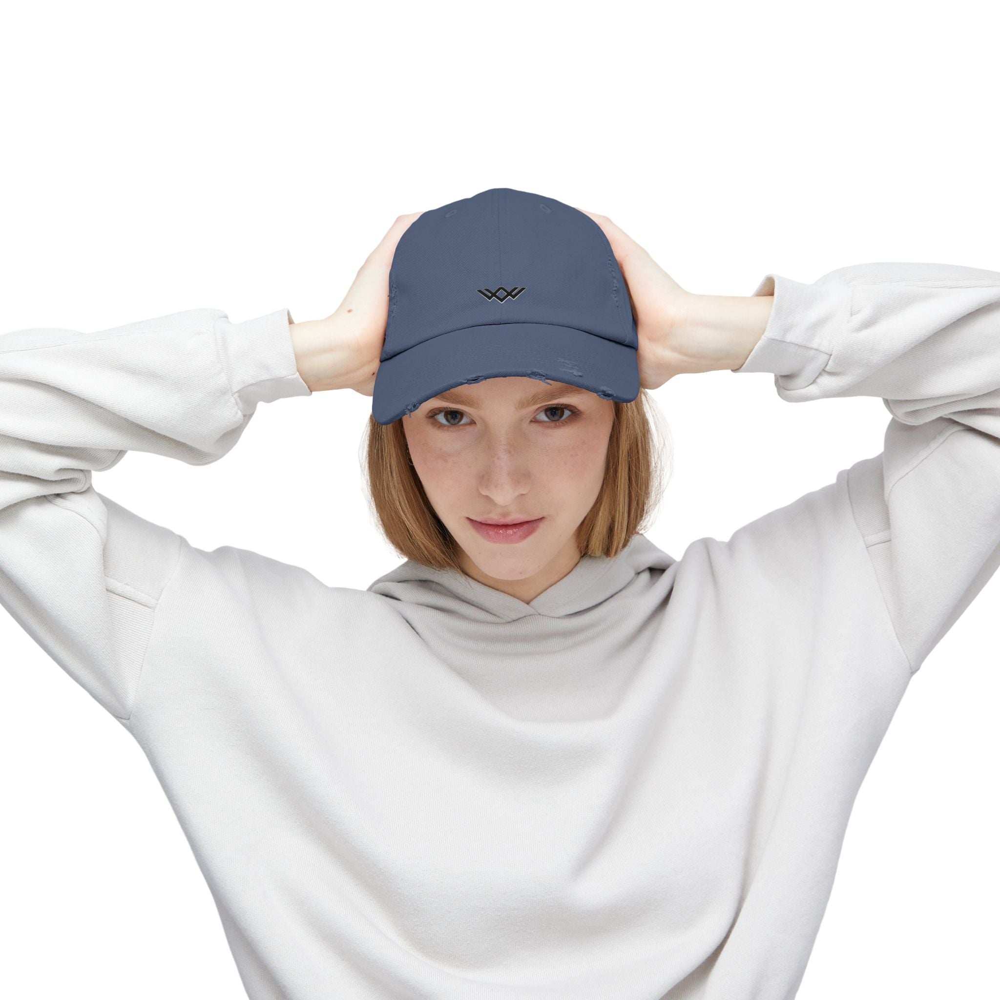 Distressed Black Baseball Cap — Minimal Worn Logo Hat