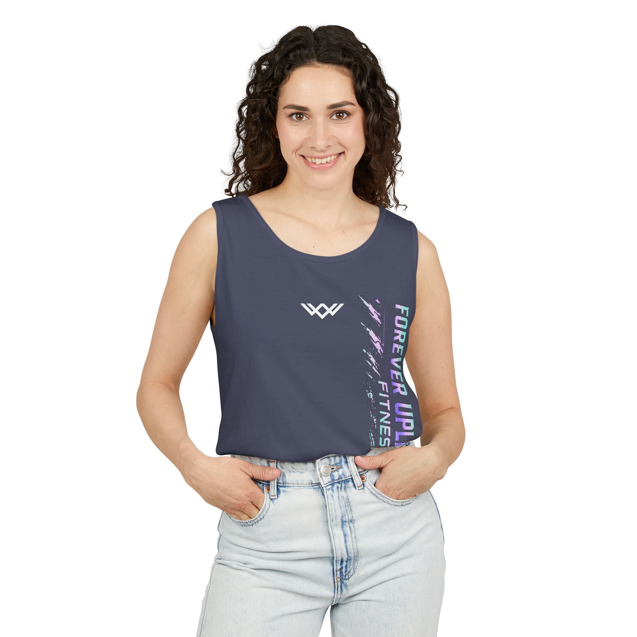 Unisex Forever Uplifting Fitness Tank Top — Vertical Gym Graphic