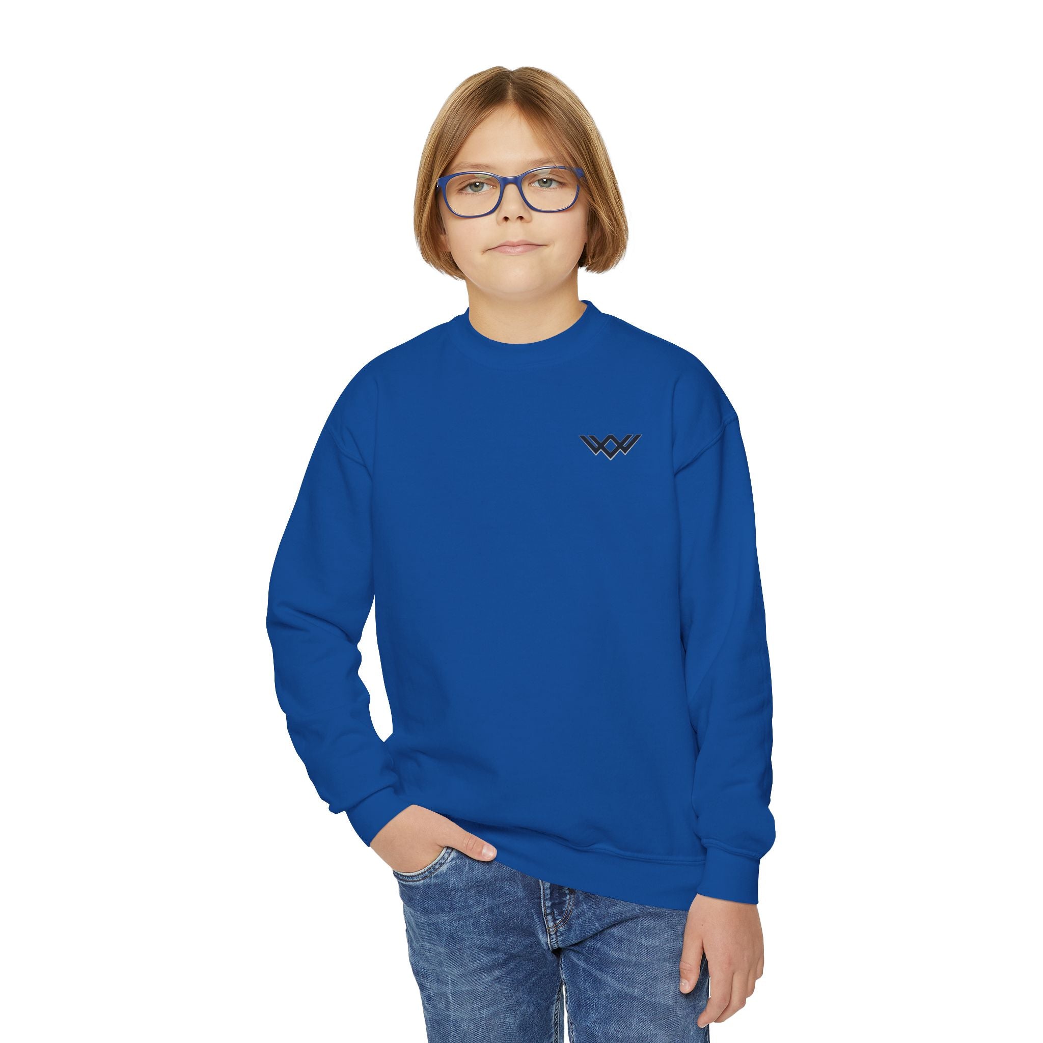 Youth Crewneck Sweatshirt — 'Never Settle' Graphic Sweatshirt