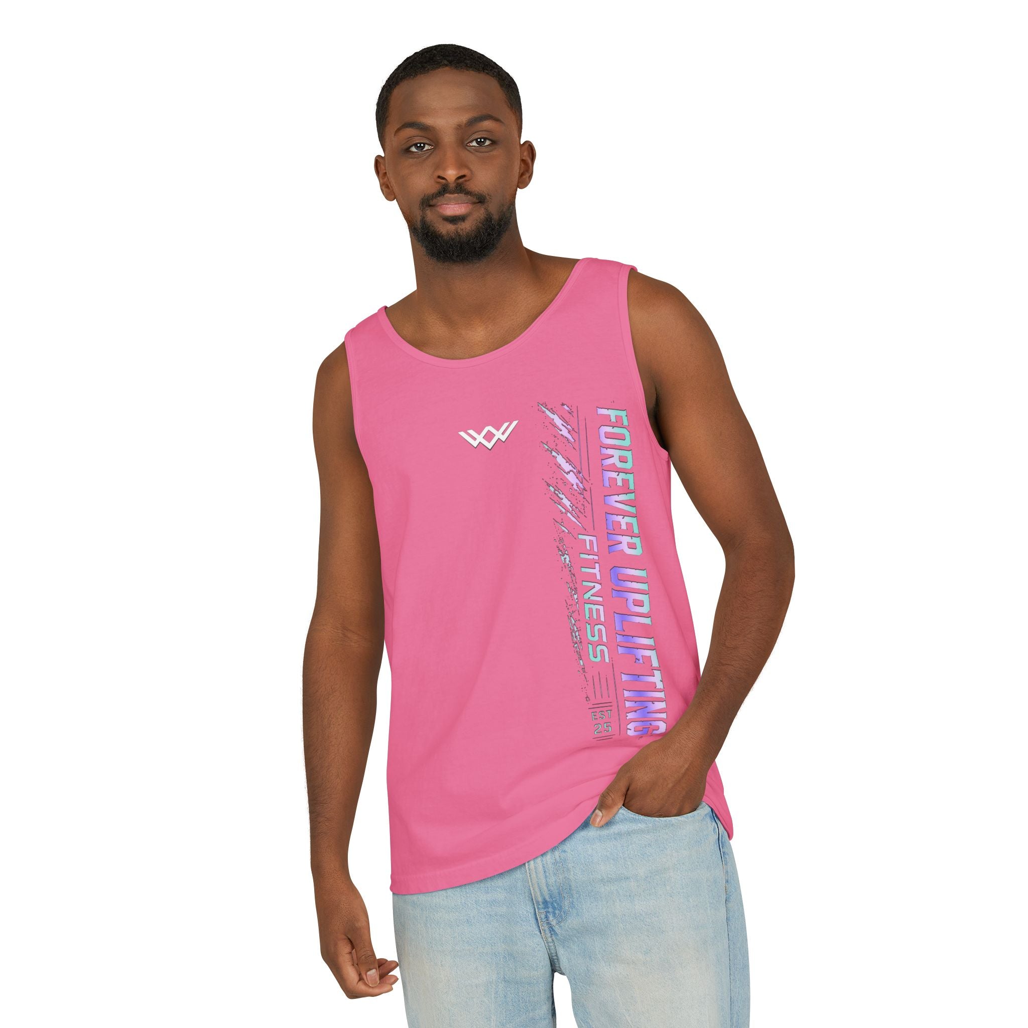Unisex Forever Uplifting Fitness Tank Top — Vertical Gym Graphic