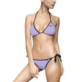 lavender Triangle Bikini Swimsuit — Minimal Logo String Tie Beachwear