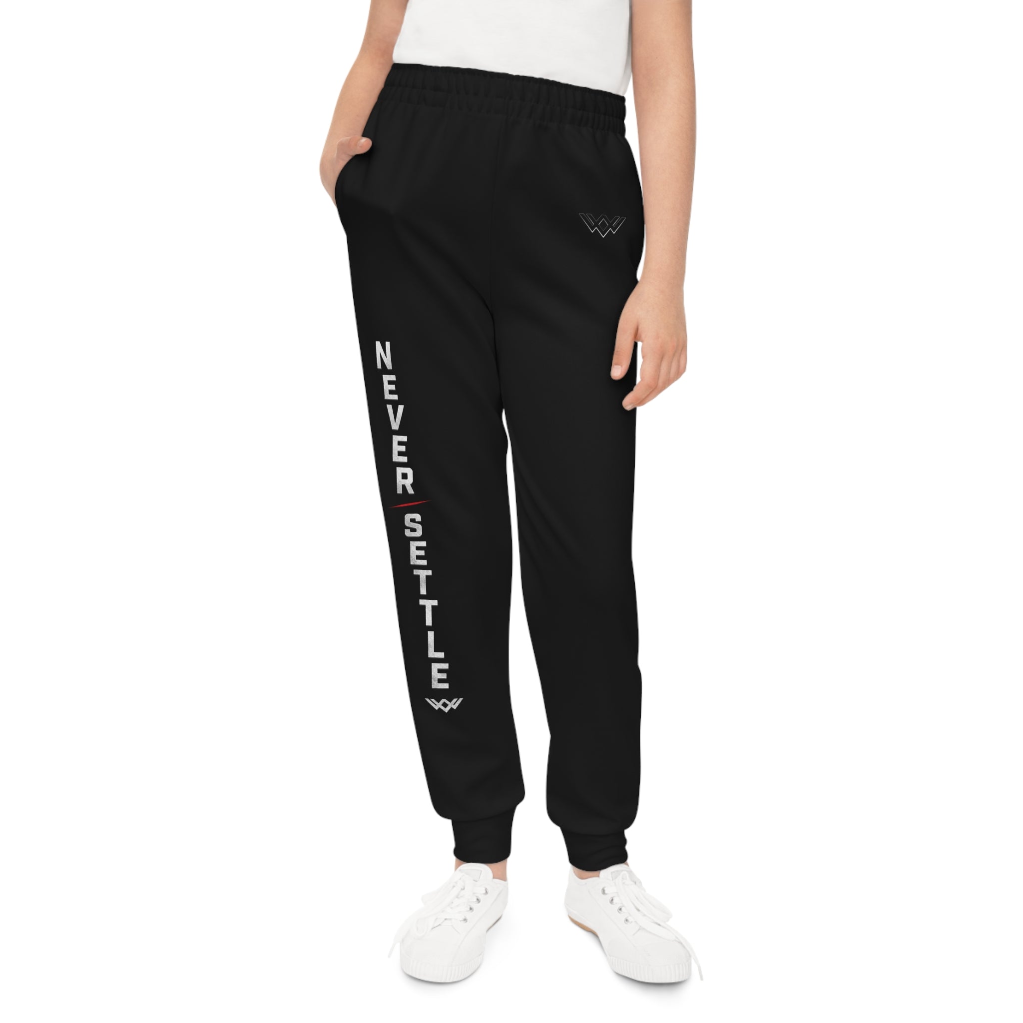 Youth — 'Never Settle' Black Athletic Sweatpants