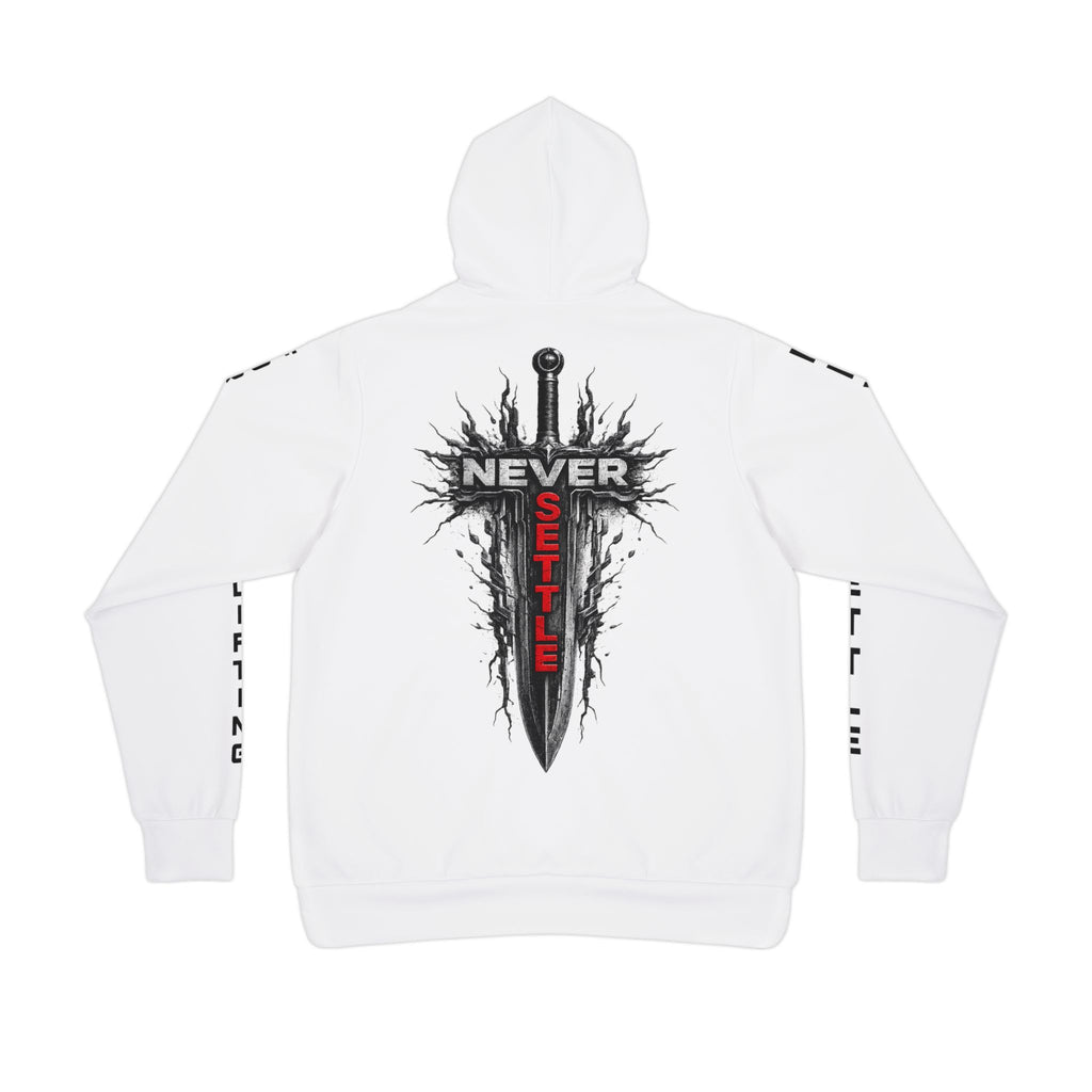 Never Settle™ Signature Premium Hoodie | White | Forever Uplifting Fitness™