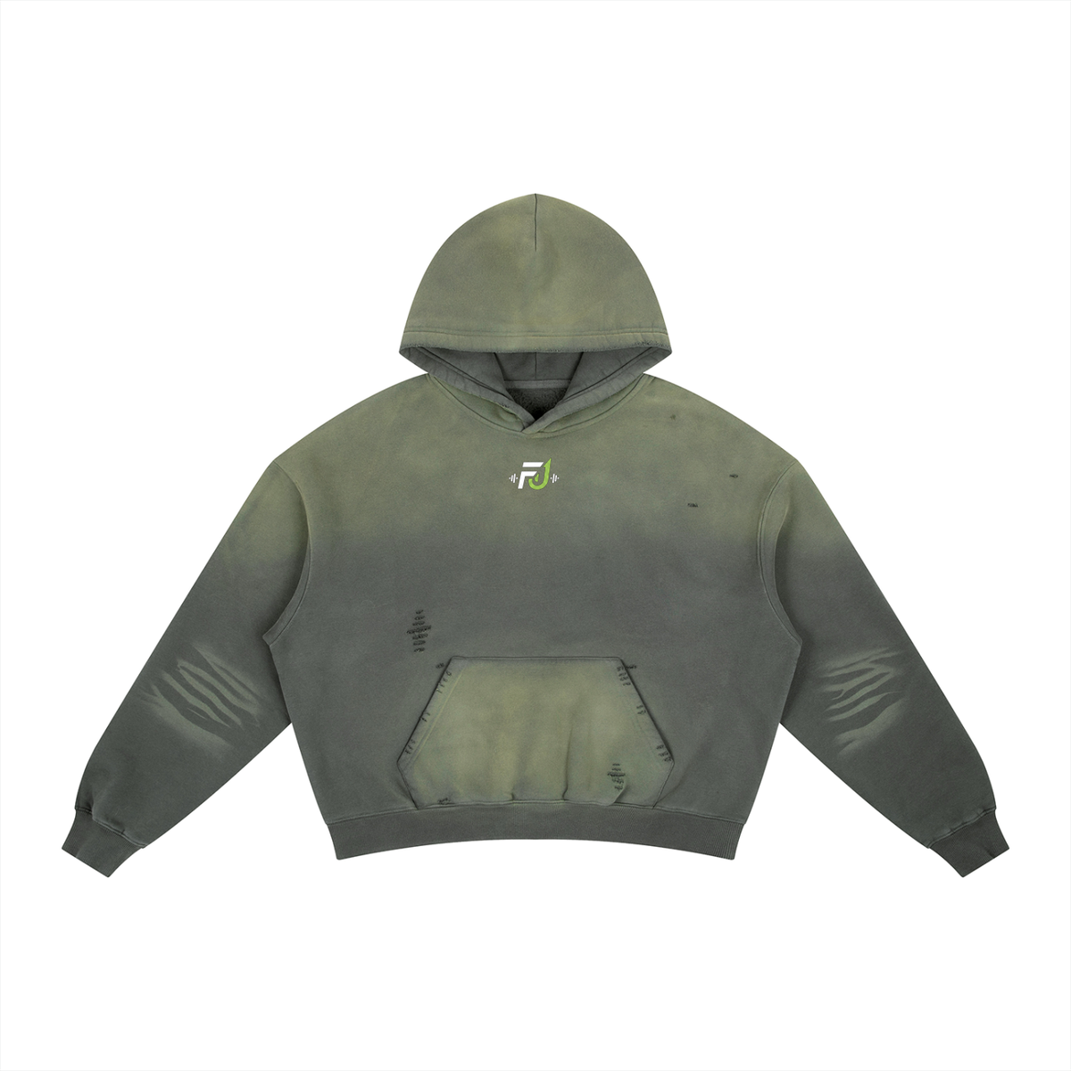 Frayed Sunfade Boxy Fleece Hoodie