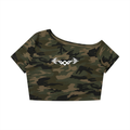 Women's Camo Off-Shoulder Crop T-Shirt